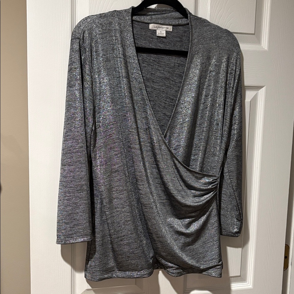 Liz Claiborne Metallic Gray Top
